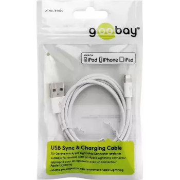Charging and Sync kabelis GOOBAY Lightning to USB A 1 m, 5W / 1A, balta