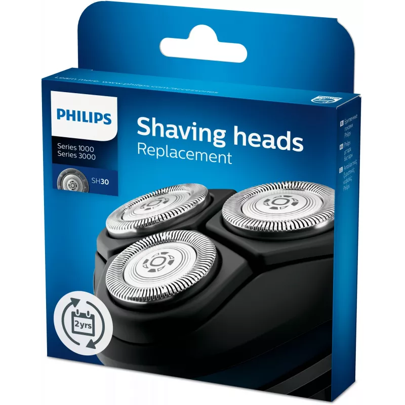 Rezerves elektriskā skuvekļa galviņas Philips SHAVER Series 3000 SH30/50 — 3 nerūsējošā tērauda galviņas