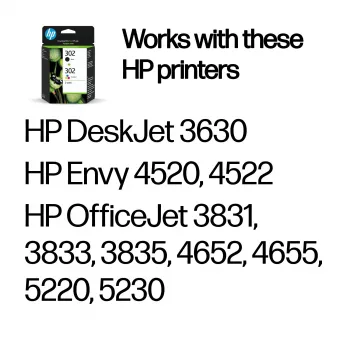 HP 302 2 komplektu melnās/trīskrāsu oriģinālās tintes kasetnes