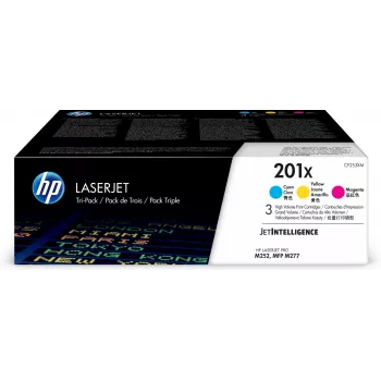 HP 201X 3 iepakojums Augstas ražības ciāna/magenta/dzeltena oriģinālās LaserJet tonera kasetnes