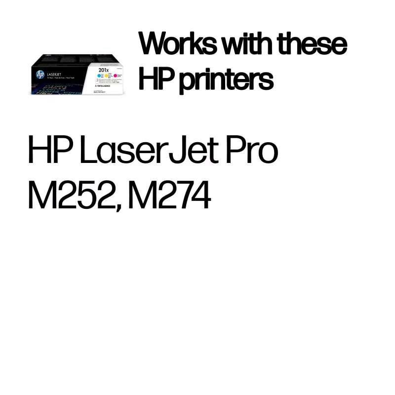 HP 201X 3 iepakojums Augstas ražības ciāna/magenta/dzeltena oriģinālās LaserJet tonera kasetnes