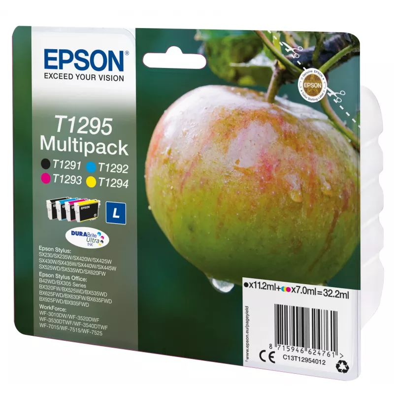Tintes kasetne Epson vairāku komplektu T1295 melna ciāna fuksīna dzeltena