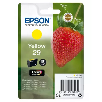 Epson Strawberry Singlepack Dzeltena 29 Claria Home Ink, standarta iznākums, dzeltena, pigmenta tinte, 3.2 ml, 1 gab., 180 lapas