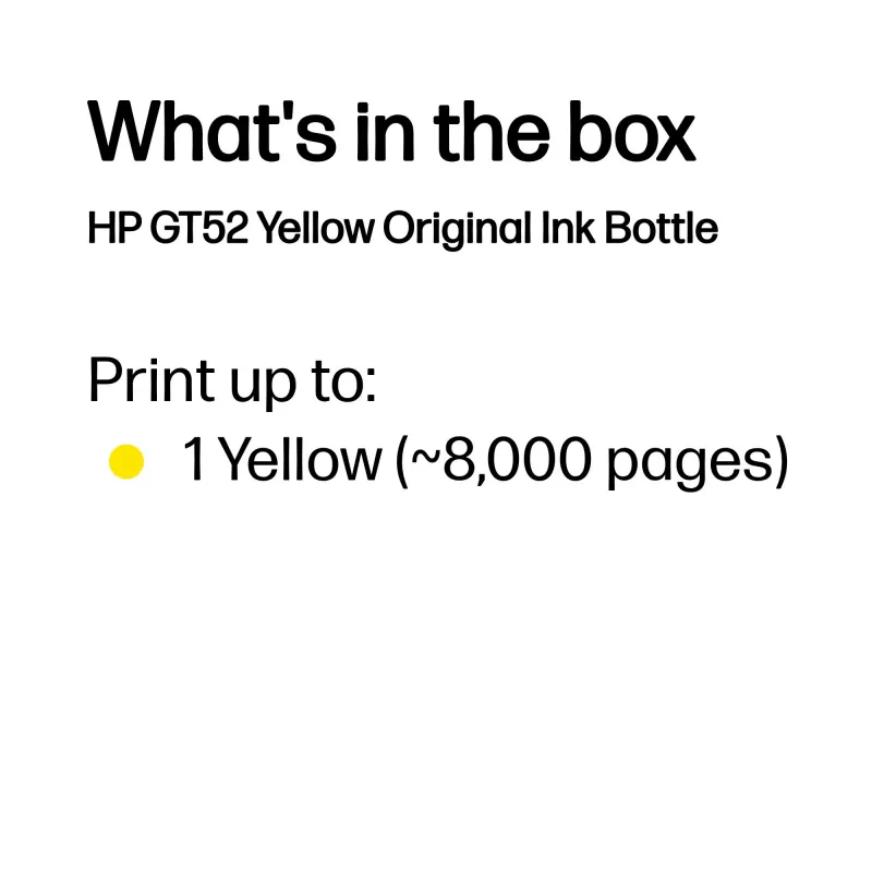 HP GT52 dzeltena Oriģināls Ink Bottle