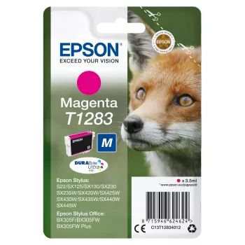 Epson Fox Singlepack Magenta T1283 DURABrite Ultra Ink, Magenta, pigmenta bāzes tinte, 3.5 ml, 1 gab., 160 lappuses