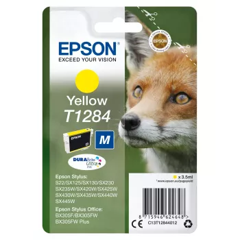 Epson Fox Singlepack dzeltena T1284 DURABrite Ultra Ink, dzeltena, pigmenta tinte, 3.5 ml, 1 gab., 260 lapas