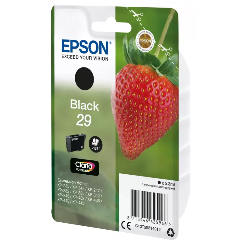 Epson Strawberry Singlepack Melns 29 Claria Home Ink