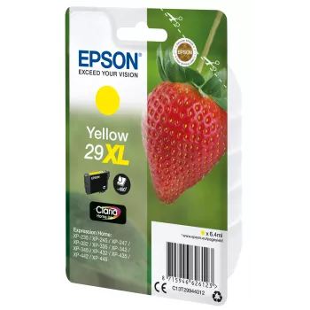 Epson Strawberry Singlepack dzeltena 29XL Claria Home Ink, High (XL) Yield, dzeltena, pigmenta tinte, 6.4 ml, 1 gab., 450 lapas