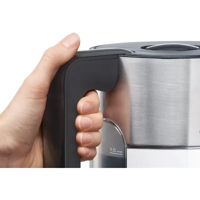 Bosch TWK8611P elektriskā tējkanna 1,5 L 2400 W Antracīta, nerūsējošā tērauda, balta