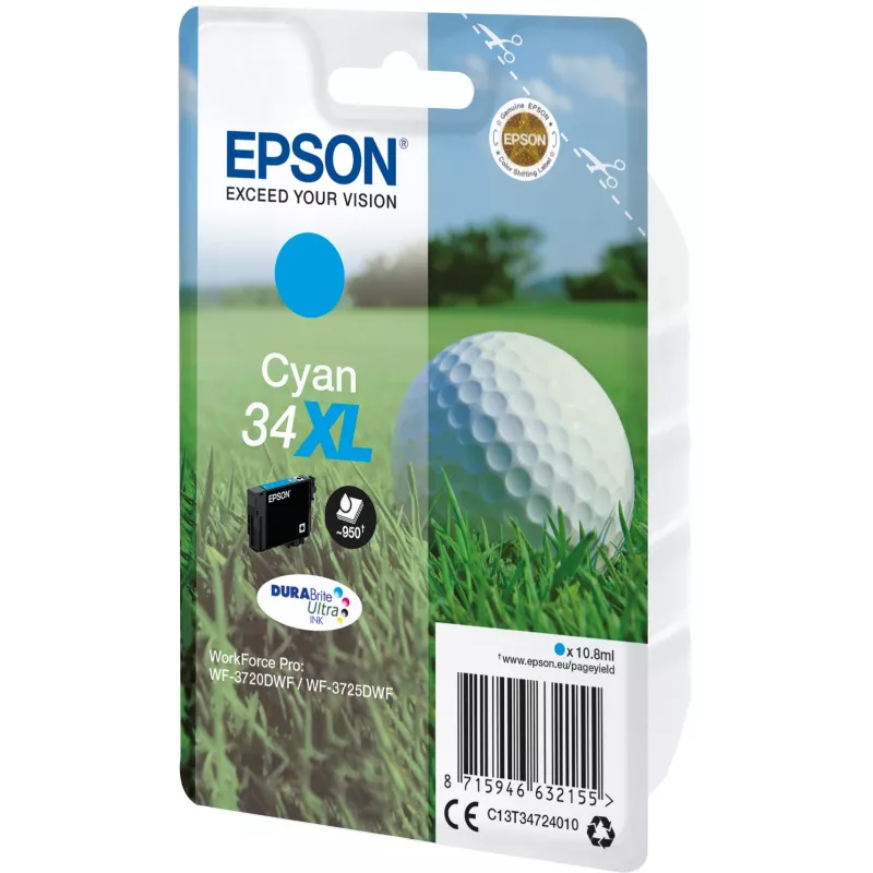 Kārtridžs EPSON tintes vienpaka “Golf” ciāna 34XL DURABrite Ultra tinte 10,8 ml