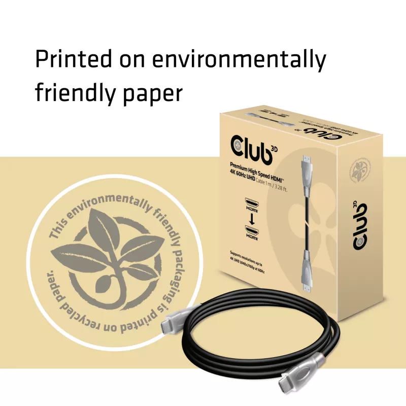 CLUB3D Premium High Speed HDMI™ 2.0 4K60Hz UHD kabelis 1 m/ 3.28 pēdas
