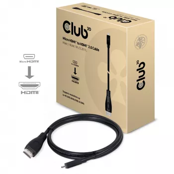 CLUB3D Micro HDMI™ uz HDMI™ 2.0 4K60Hz kabelis 1m / 3.28Ft