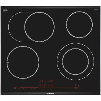 Bosch Serie 8 PKN675DP1D plīts virsma Melna, Nerūsējošais tērauds Iebūvējama Keramikas plīts virsma 4 zonas