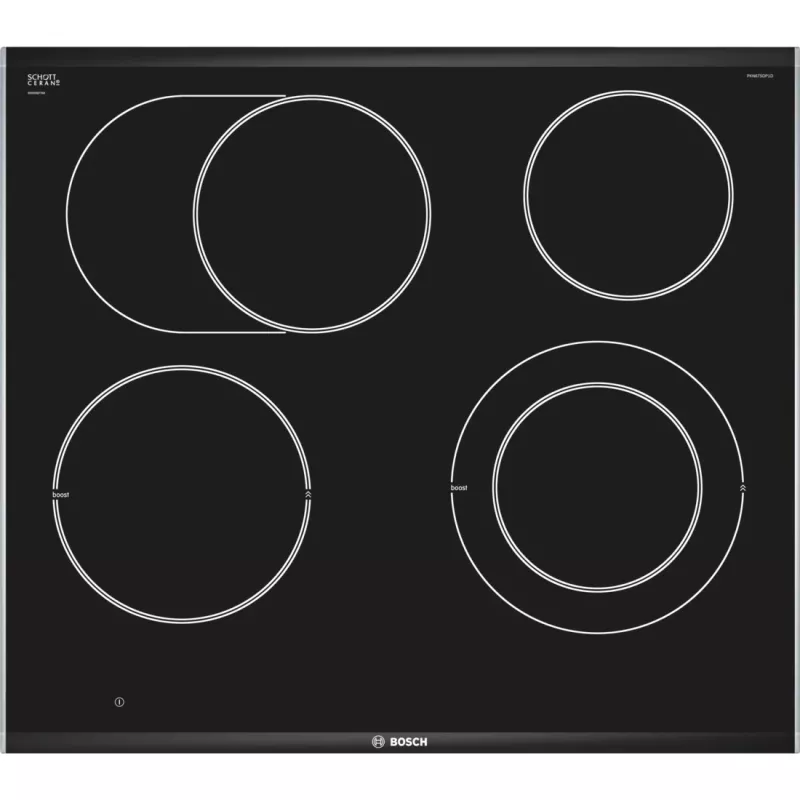 Bosch Serie 8 PKN675DP1D plīts virsma Melna, Nerūsējošais tērauds Iebūvējama Keramikas plīts virsma 4 zonas