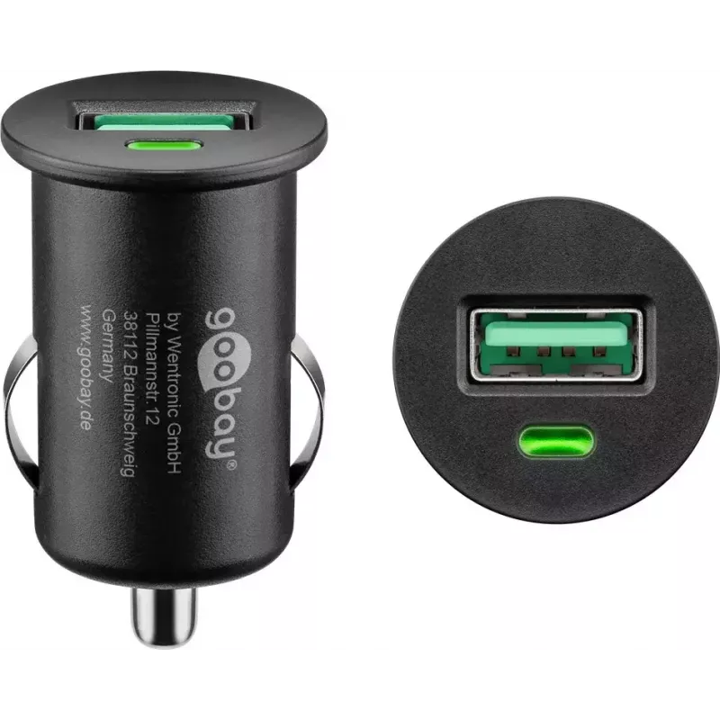 Transportlīdzekļa uzlādes adapteris Goobay 18 W Quick Charge 3.0 melns