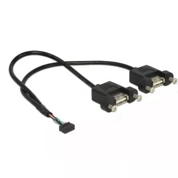 USB kabelis DeLOCK 84832 USB 2.0 0,25 m 2 x USB A melns