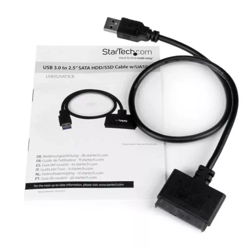 StarTech.com SATA uz USB kabelis ar UASP, melns, 6 Gbit/s, CE, FCC, 0–60 °C, -10–70 °C, 49 mm