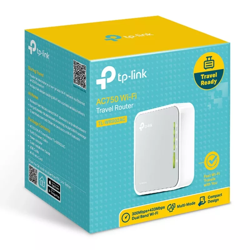 TP-Link TL-WR902AC bezvadu maršrutētājs Fast Ethernet Divjoslu (2,4 GHz / 5 GHz) 4G Balts