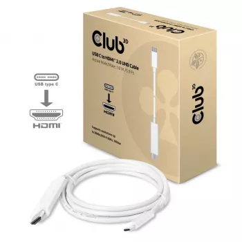 CLUB3D USB C uz HDMI™ 2.0 UHD aktīvais kabelis 1,8 m / 5,9 pēdas