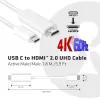 CLUB3D USB C uz HDMI™ 2.0 UHD aktīvais kabelis 1,8 m / 5,9 pēdas