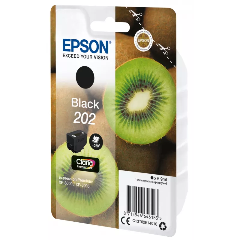Tintes kasetne EPSON viens iepakojums Kiwi Melns 202 Claria Premium tintes 6.9 ml