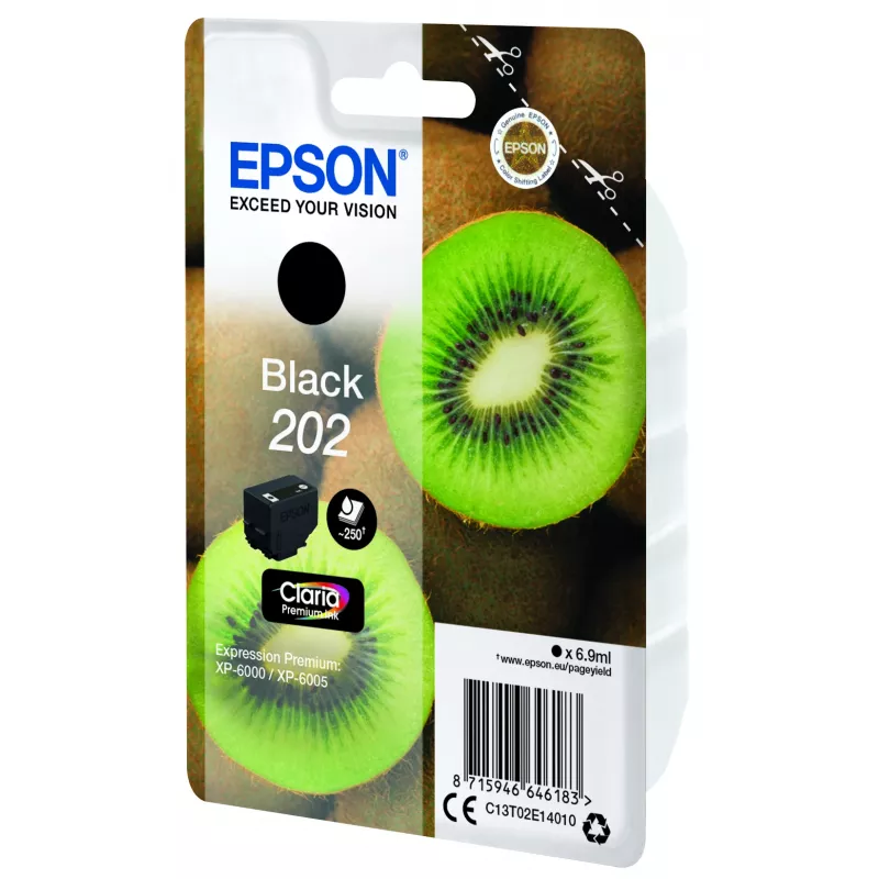Tintes kasetne EPSON viens iepakojums Kiwi Melns 202 Claria Premium tintes 6.9 ml