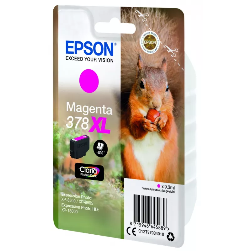 EPSON Singlepack Ciāna 378XL Squirrel Clara Photo HD tintes kasetne