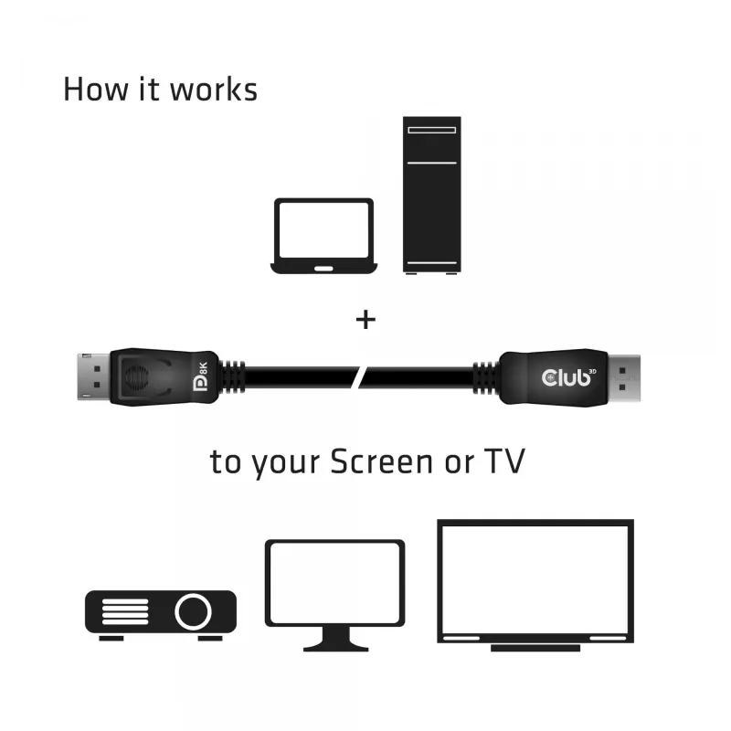 CLUB3D DisplayPort 1.4 HBR3 kabelis 2 m/6,56 pēdu M/M 8K60Hz