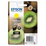Epson Kiwi Singlepack dzeltena 202 Claria Premium Ink. Tipa veids: Pigmenta bāzes tinte, Kārtridža ietilpība: Standarta ražība, Krāsu tintes lapu ražība: 300 lapu, Krāsu tintes tilpums: 4,1 ml, Drukas krāsas: Dzeltena, Daudzums iepakojumā: 1 gab.