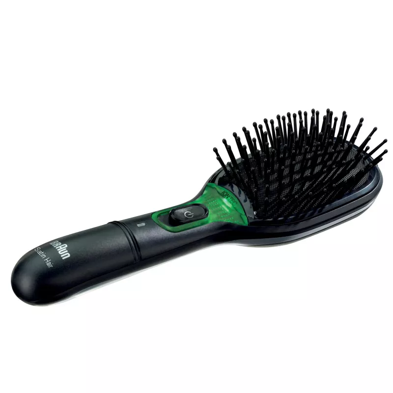 Paddle hairbrush BRAUN BR710 for adults, Melns and zaļa, 175 g