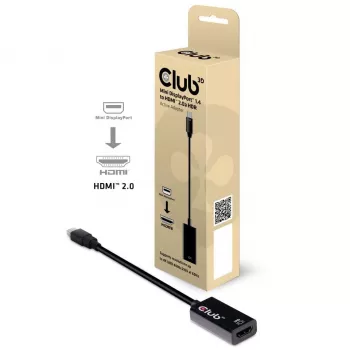 CLUB3D Mini DisplayPort 1.4 uz HDMI 2.0b HDR aktīvais adapteris
