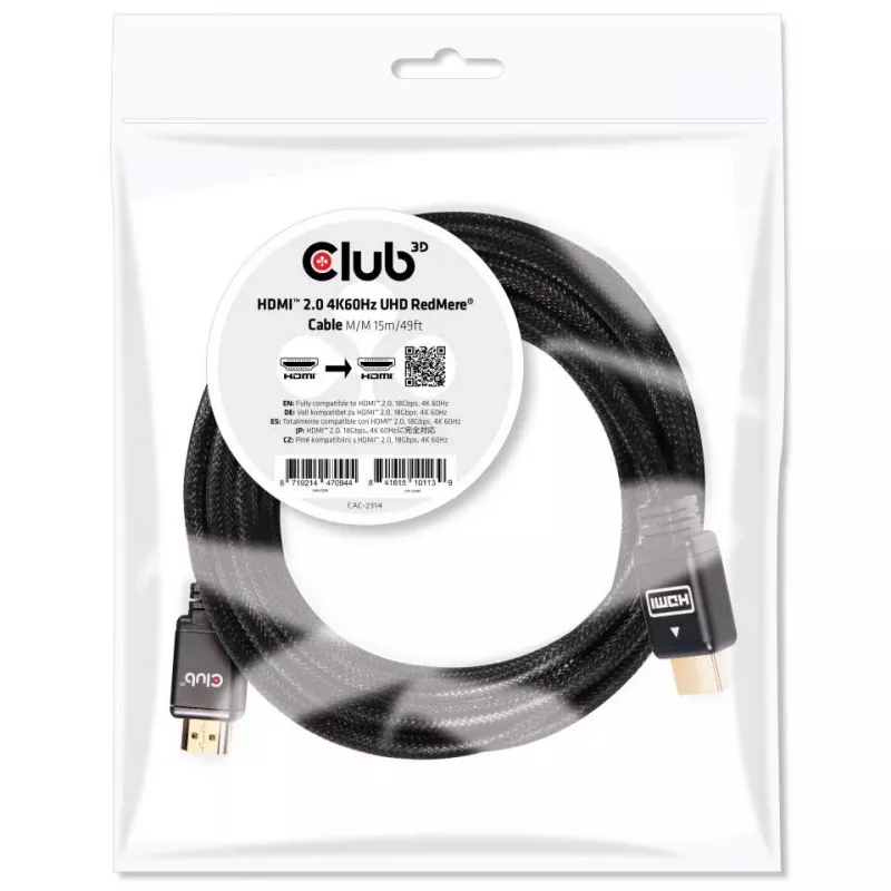 CLUB3D HDMI 2.0 4K60Hz RedMere kabelis 15m/49.2ft