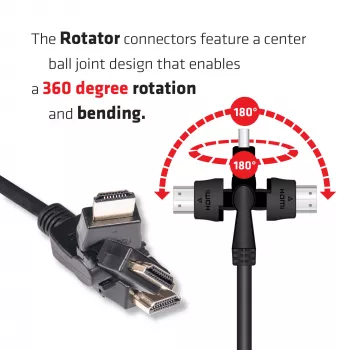 CLUB3D HDMI 2.0 4K60Hz UHD 360° rotējošs kabelis 2m/6.74ft