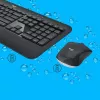 Bezvadu tastatūras un peles komplekts Logitech MK540 Advanced — pilna izmēra QWERTY tastatūra, USB uztvērējs, ASV izkārtojums, ergonomiska pele, melns/balts