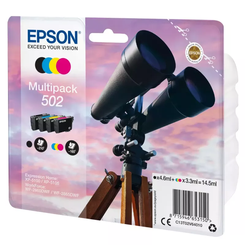 Kasetes Epson C13T02V64010 502 Multipack BK C M Y