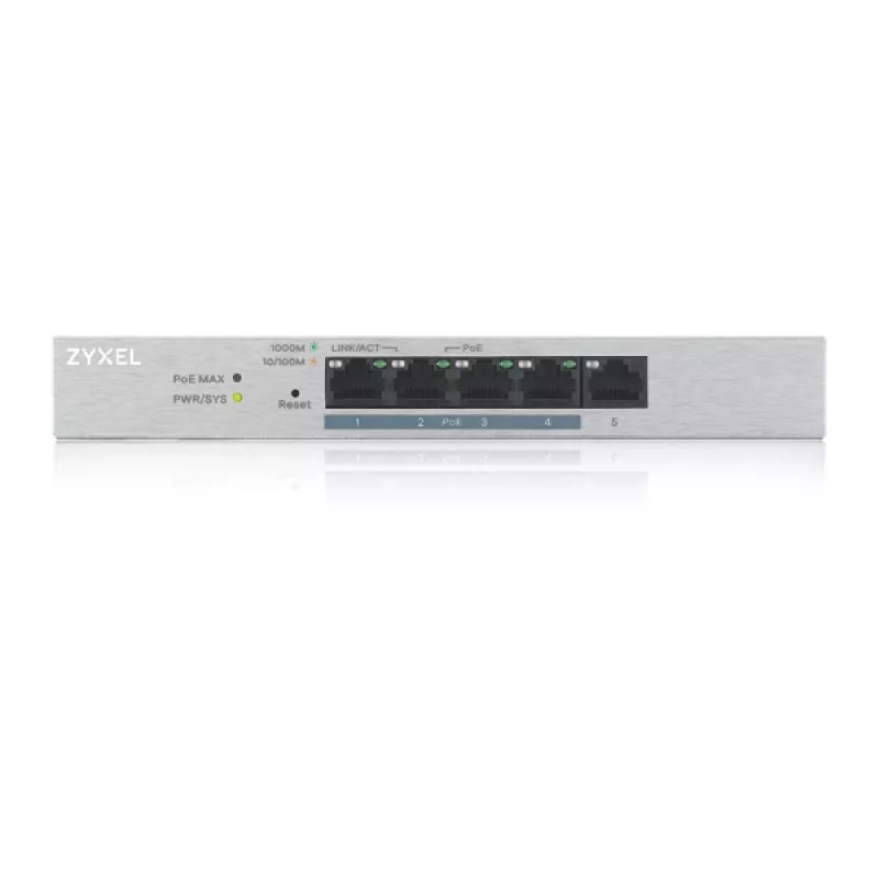 Zyxel GS1200-5HP v2 Pārvaldāms Gigabitu Ethernet (10/100/1000) barošana pa Ethernet (PoE) pelēks