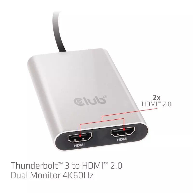Adapter CLUB3D Thunderbolt 3 uz Dual HDMI 2.0