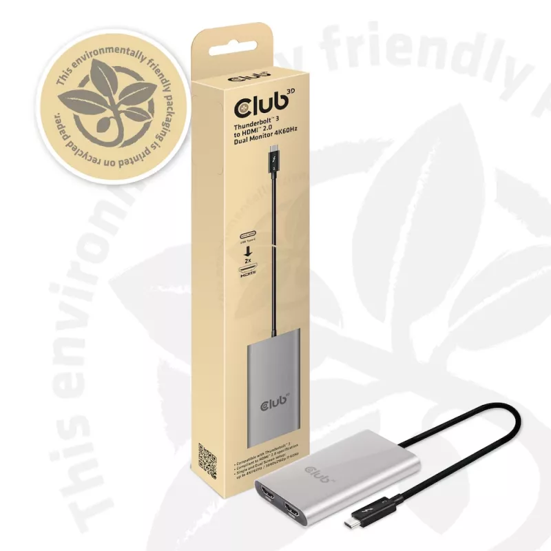 Adapter CLUB3D Thunderbolt 3 uz Dual HDMI 2.0