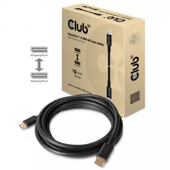 CLUB3D DisplayPort 1.4 HBR3 8K kabelis V/V 4 m /13,12 pēdas, 4 m, DisplayPort, DisplayPort, vīrišķais, vīrišķais, 7680 x 4320 pikseļi