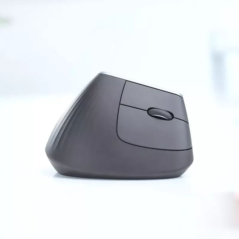 Ergonomiska bezvadu pele Logitech MX Vertical, MX Vertical, 4000 DPI, RF bezvadu + Bluetooth, labai rokai, Graphite, biroja lietošanai