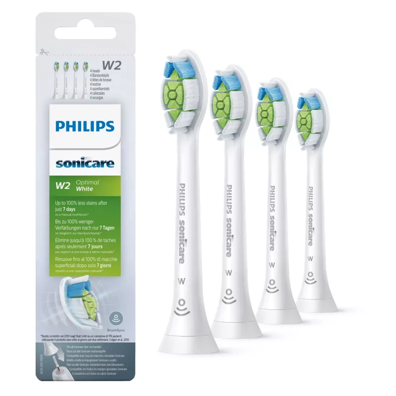 Philips Sonicare W Optimal balta HX6064/10 4-gab. skaņas zobu birstes galviņas
