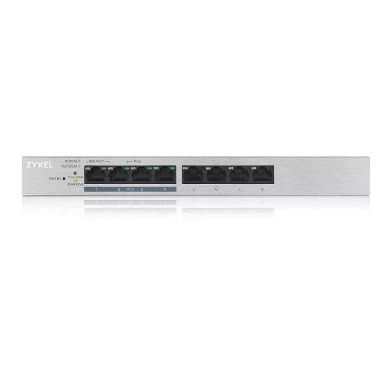 Zyxel GS1200-8HP v2 Pārvaldāms Gigabitu Ethernet (10/100/1000) barošana caur Ethernet (PoE) Pelēks