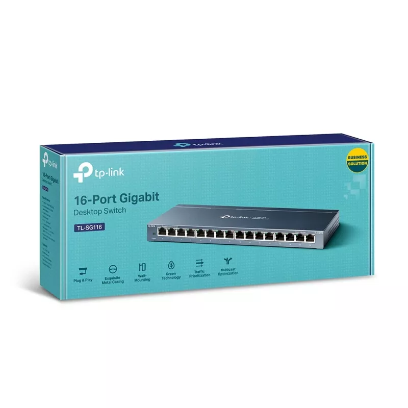 TP-Link 16 portu Gigabit tīkla slēdzis datoram, nepārvaldīts, Gigabit Ethernet (10/100/1000), pilns duplekss