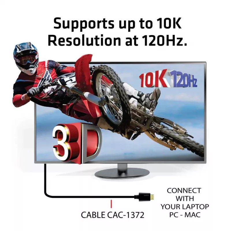CLUB3D īpaši ātrgaitas HDMI 4K120Hz, 8K60Hz sertificēts kabelis 48Gbps M/M 2 m / 6.56 pēdas