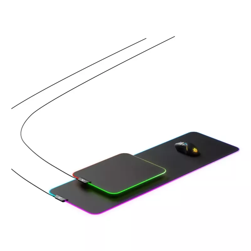 Spēļu peles paliktnis STEELSERIES QcK Prism Cloth XL — Auduma virsma, 900×300 mm, 4 mm biezums, RGB fona apgaismojums