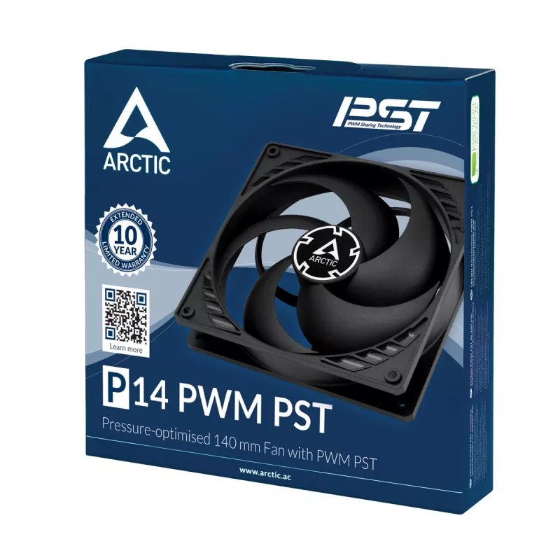 ARCTIC P14 PWM PST Spiediena optimizēts 140 mm ventilators ar PWM PST