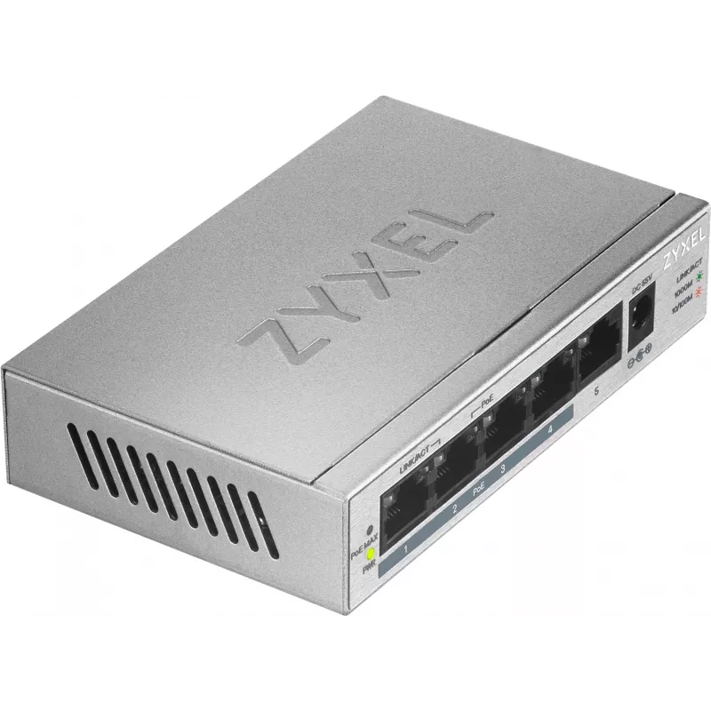 Zyxel GS1005HP Nepārvaldāms Gigabitu Ethernet (10/100/1000) Power over Ethernet (PoE) Sudrabs