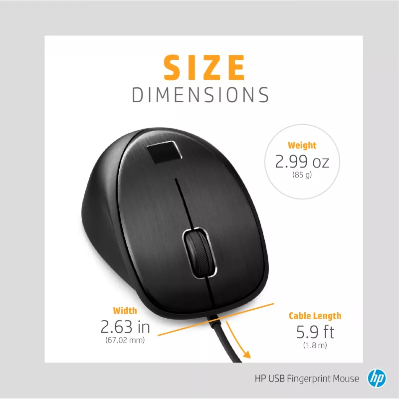 HP USB pirkstu nospiedumu pele, abpusēja, USB Typee-A, melna