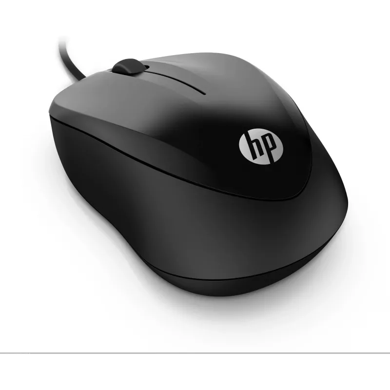 HP Wired Mouse 1000, abpusējs, USB Type-A, 1200 DPI, melns