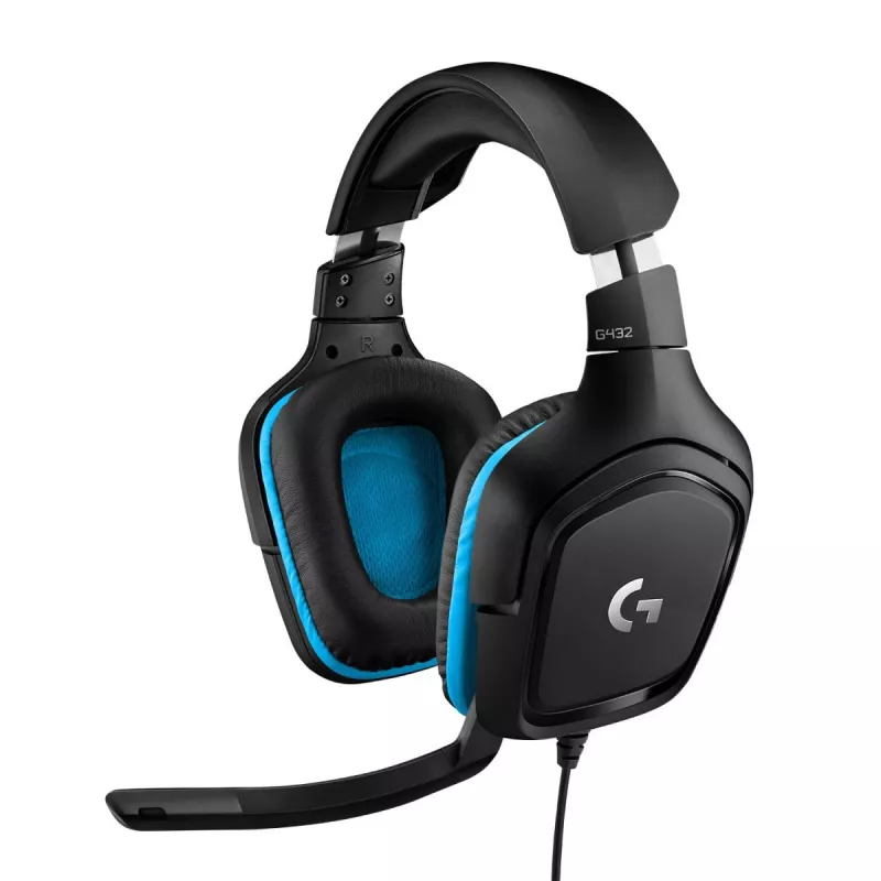 LOGITECH G432 - USB / 3.5mm - game austiņas - 7.1 Surround - zilas